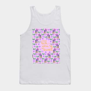 Oh Youre Sweet Macaron Dreams Watercolour Gold Purple Tank Top